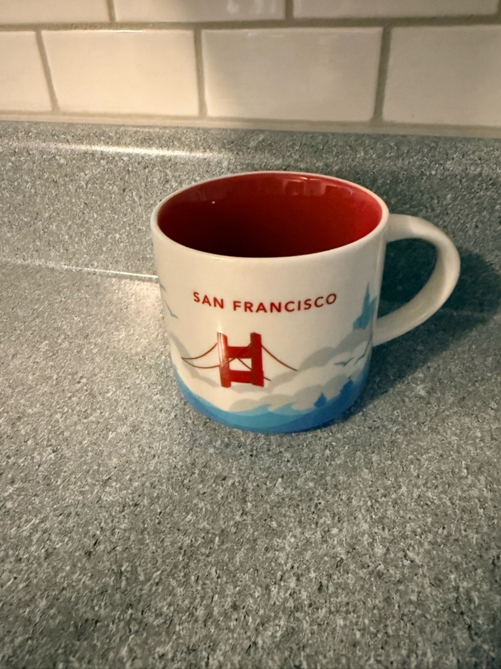 Starbucks You Are Here San Francisco Ceramic Mug with Red Interior and Blue Base